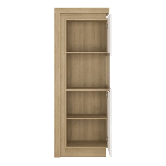 Lyco Gloss Narrow Display Cabinet Right In Oak White And LED_3