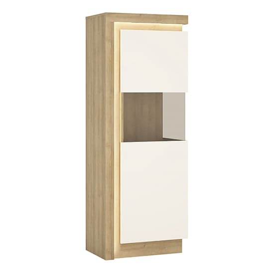 Lyco Gloss Narrow Display Cabinet Right In Oak White And LED_1