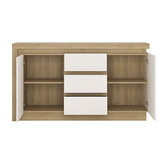 Lyco Gloss Sideboard 2 Doors 3 Drawers In Oak White And LED_2