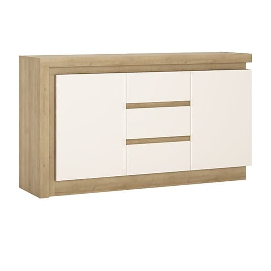 Lyco Gloss Sideboard 2 Doors 3 Drawers In Oak White And LED_1