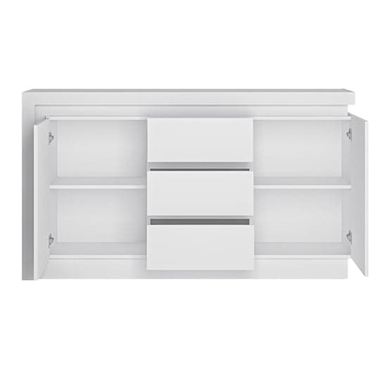 Lyco High Gloss Sideboard 2 Doors 3 Drawers In White With LED_3