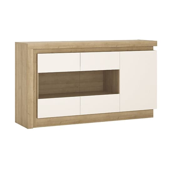 Lyco Gloss Sideboard Glazed 3 Doors In Oak White And LED_1