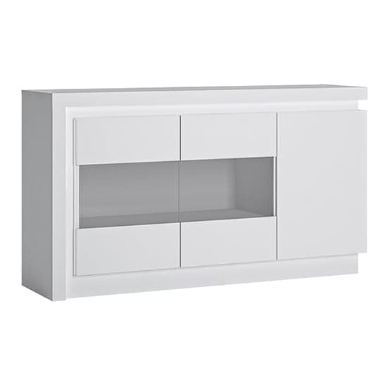 Lyco High Gloss Sideboard Glazed 3 Doors In White With LED_1