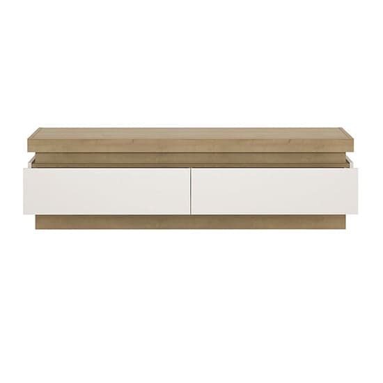 Lyco High Gloss TV Stand 2 Drawers In Oak And White With LED_2