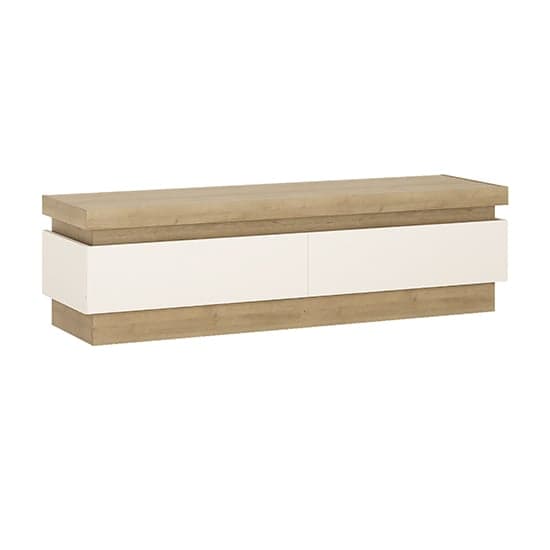 Lyco High Gloss TV Stand 2 Drawers In Oak And White With LED_1
