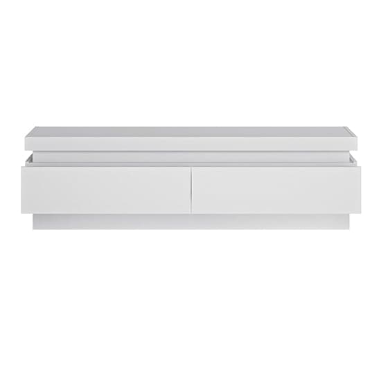 Lyco High Gloss TV Stand 2 Drawers In White With LED_2