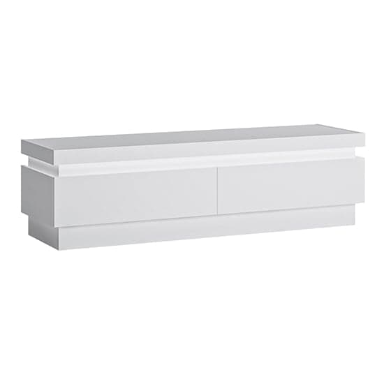 Lyco High Gloss TV Stand 2 Drawers In White With LED_1