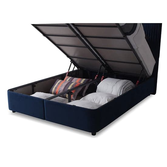 Lyla Velvet Upholstered Storage Double Bed In Blue_2