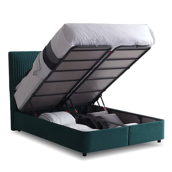 Lyla Velvet Upholstered Storage Super King Size Bed In Green_2