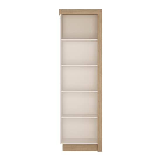 Lyco Left Handed Bookcase In Riviera Oak And White High Gloss_2