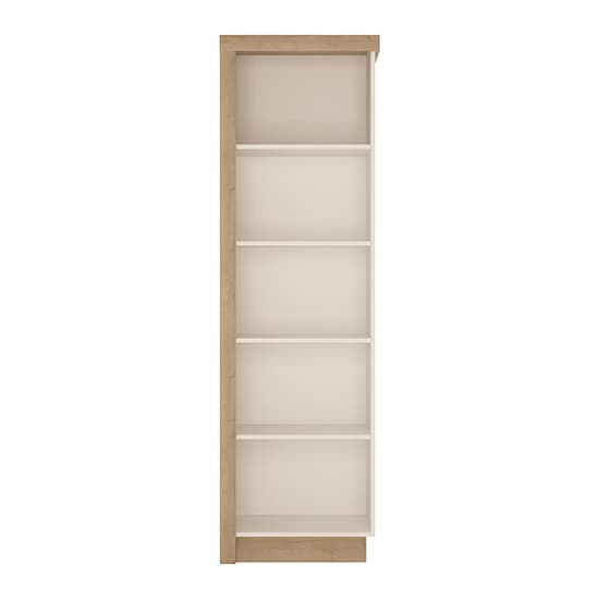 Lyco Right Handed Bookcase In Riviera Oak And White High Gloss_2