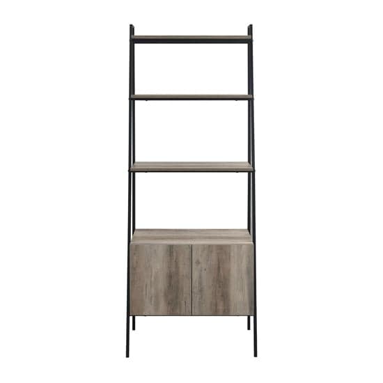 Lynn Industrial Modern Ladder Bookcase With Cabinet In Grey_5