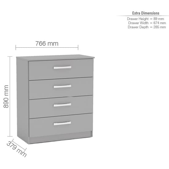 Lynn High Gloss Chest Of 4 Drawers In Grey_3