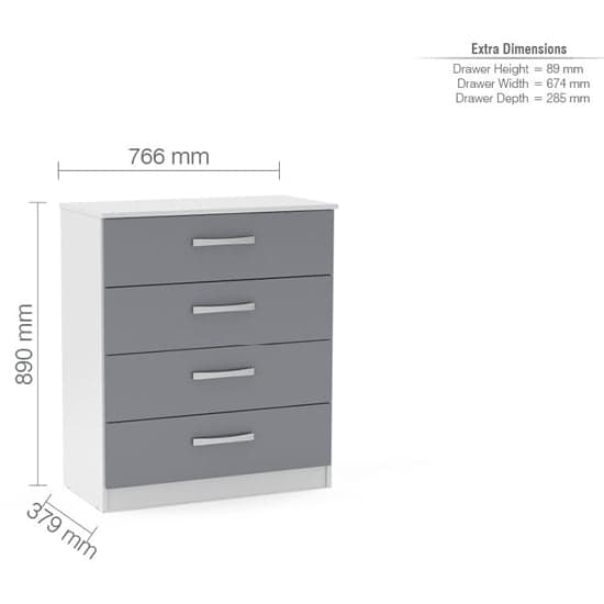 Lynn High Gloss Chest Of 4 Drawers In Grey And White_2