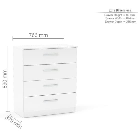 Lynn High Gloss Chest Of 4 Drawers In White_2
