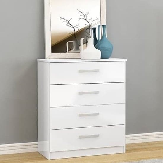 Lynn High Gloss Chest Of 4 Drawers In White_1