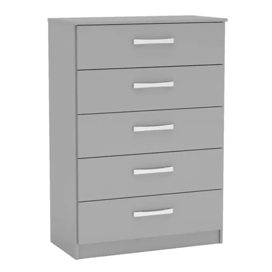 Lynn High Gloss Chest Of 5 Drawers In Grey Furniture in Fashion