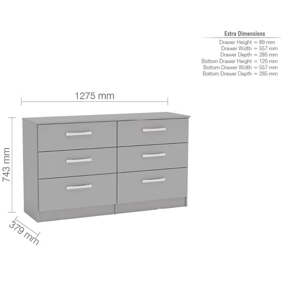 Lynn High Gloss Chest Of 6 Drawers In Grey_3