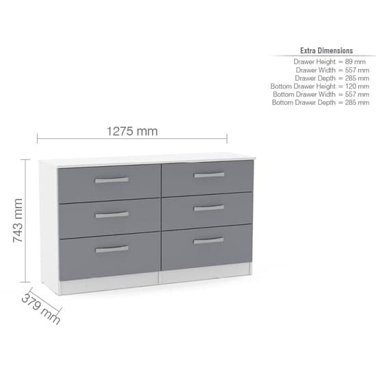 Lynn High Gloss Chest Of 6 Drawers In Grey And White_2