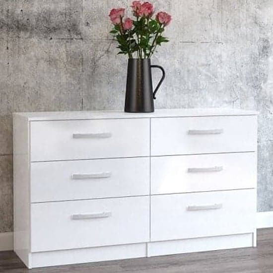Lynn High Gloss Chest Of 6 Drawers In White_1