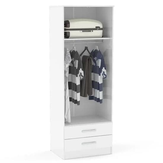Lynn High Gloss Wardrobe With 2 Doors And 2 Drawers In White_3