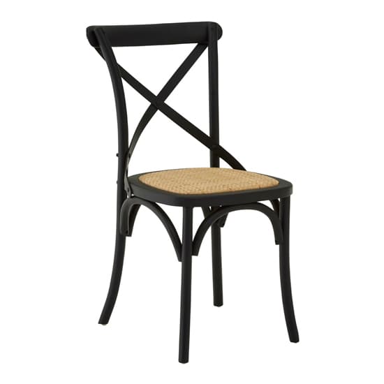 Lyox Black Wooden Dining Chairs With Weave Seat In Pair_3