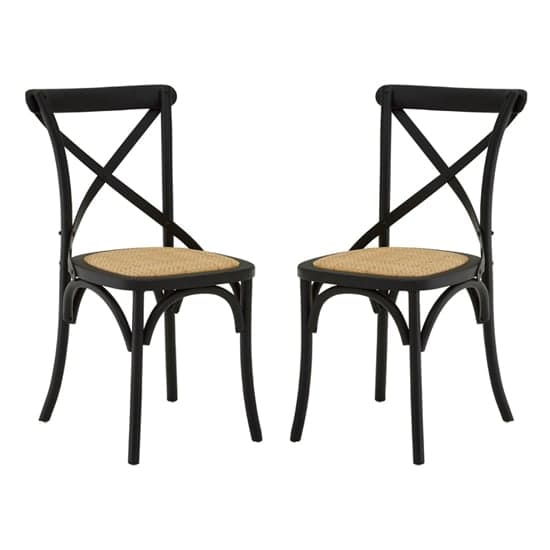 Lyox Black Wooden Dining Chairs With Weave Seat In Pair_1