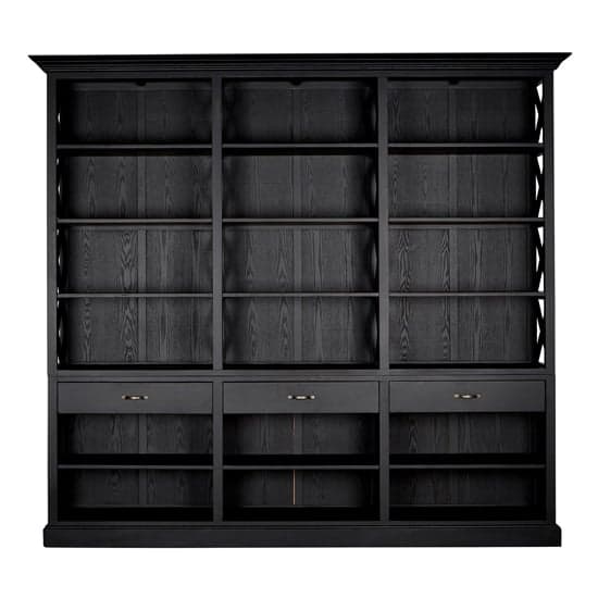 Lyox Large Wooden 3 Drawers Bookcase In Black_2
