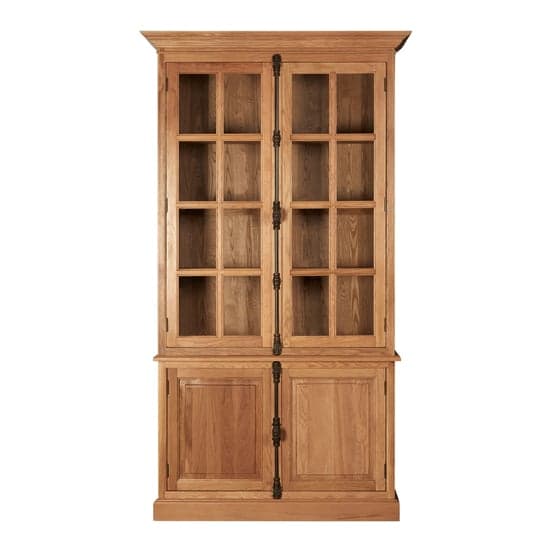 Lyox Wooden Display Cabinet With 3 Upper Shelves In Natural_2