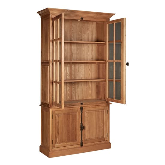 Lyox Wooden Display Cabinet With 3 Upper Shelves In Natural_3