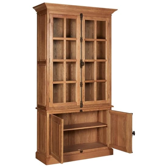 Lyox Wooden Display Cabinet With 3 Upper Shelves In Natural_4