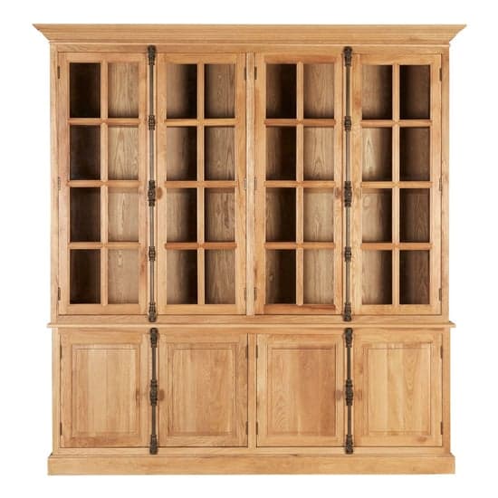 Lyox Wooden Display Cabinet With 6 Upper Shelves In Natural_2