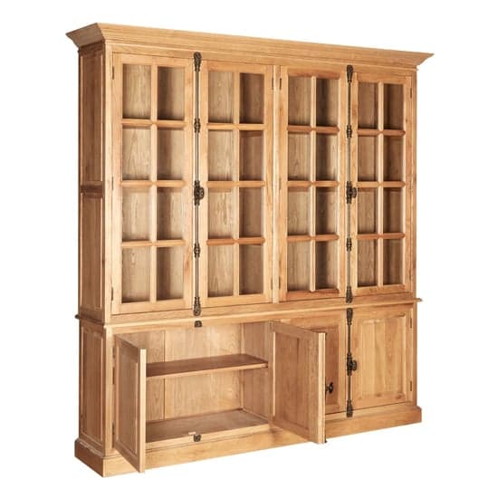 Lyox Wooden Display Cabinet With 6 Upper Shelves In Natural_3