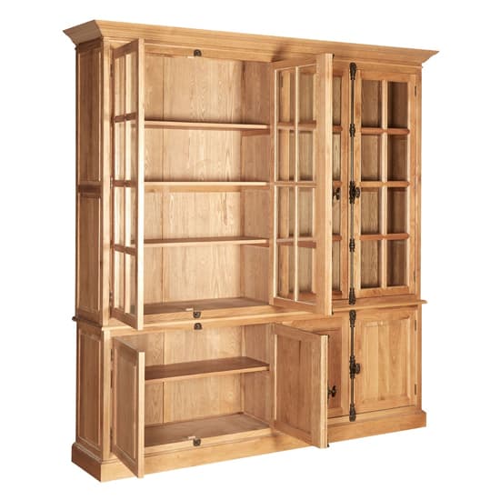 Lyox Wooden Display Cabinet With 6 Upper Shelves In Natural_4
