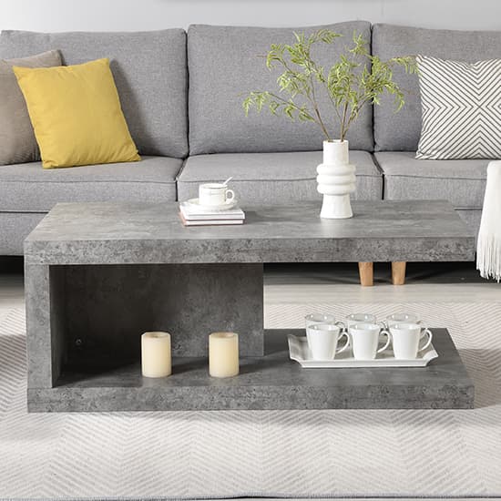 Lyra Wooden Coffee Table In Concrete Effect Furniture in Fashion
