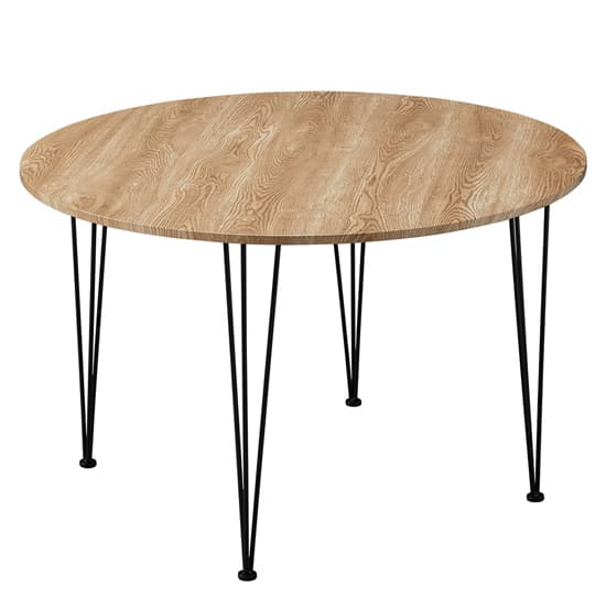 Lyza Round Wooden Dining Table In Oak Effect_2