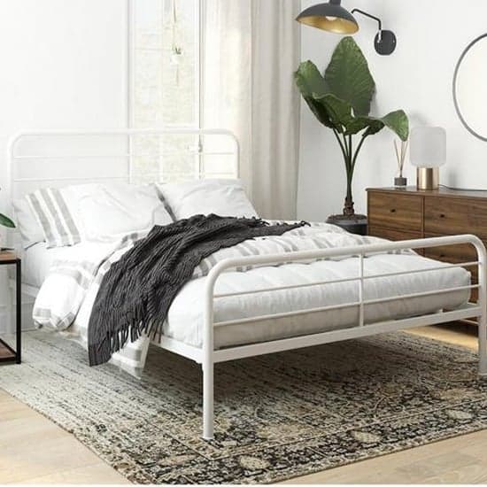 Mableton Metal Single Bed In White Furniture in Fashion