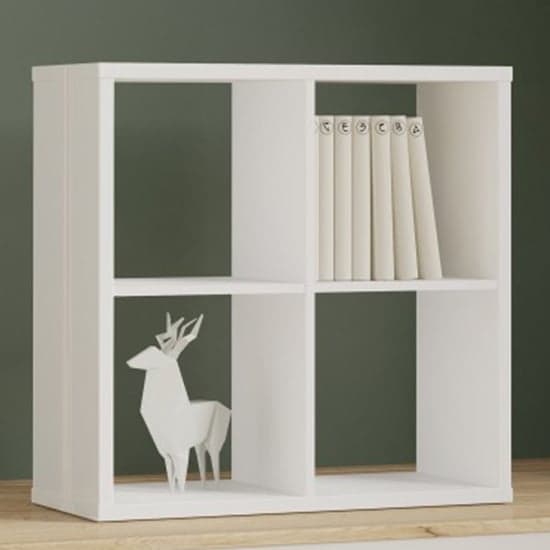 Mabon High Gloss Bookcase With 4 Open Cubes In White_1