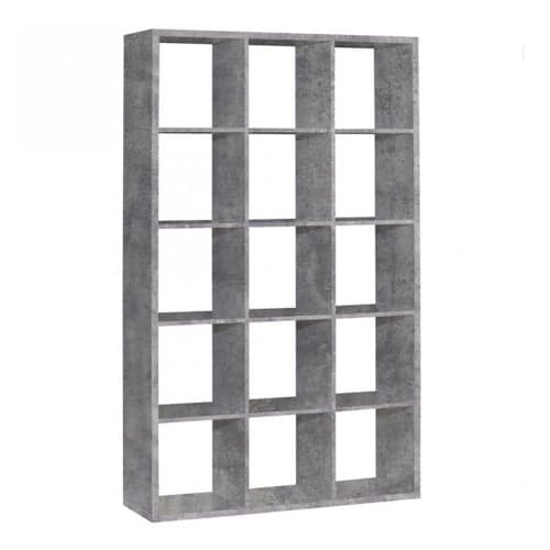 Mabon Wooden Bookcase With 15 Open Cubes In Concrete Effect_1