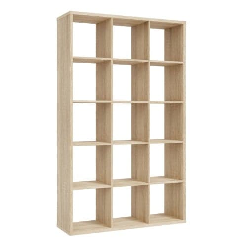 Mabon Wooden Bookcase With 15 Open Cubes In Sonoma Oak_1