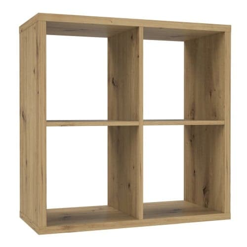 Mabon Wooden Bookcase With 4 Open Cubes In Artisan Oak_2