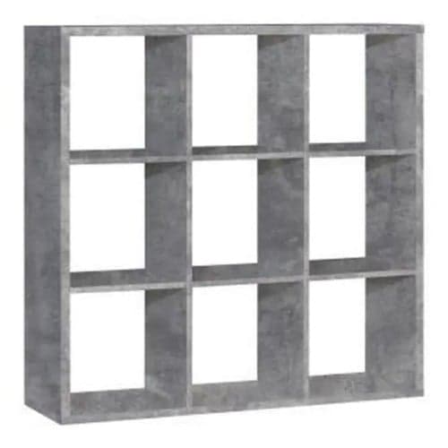 Mabon Wooden Bookcase With 9 Open Cubes In Concrete Effect_1