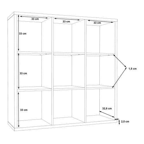 Mabon Wooden Bookcase With 9 Open Cubes In Matt Black_6