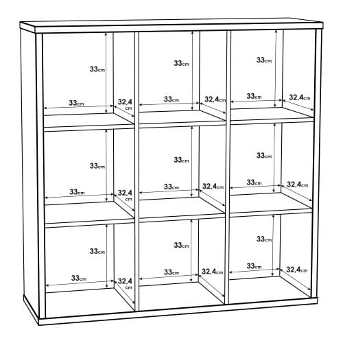 Mabon Wooden Bookcase With 9 Open Cubes In Matt Black_7