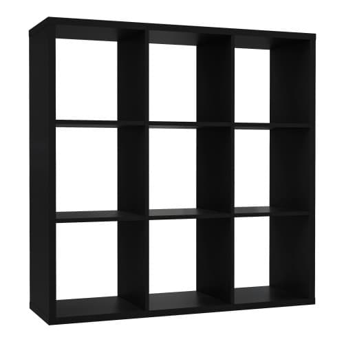 Mabon Wooden Bookcase With 9 Open Cubes In Matt Black_1