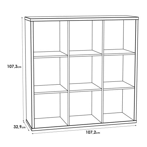 Mabon Wooden Bookcase With 9 Open Cubes In Matt White_3
