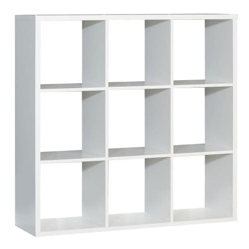 Mabon Wooden Bookcase With 9 Open Cubes In Matt White_1