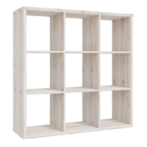 Mabon Wooden Bookcase With 9 Open Cubes In Sand Oak_1