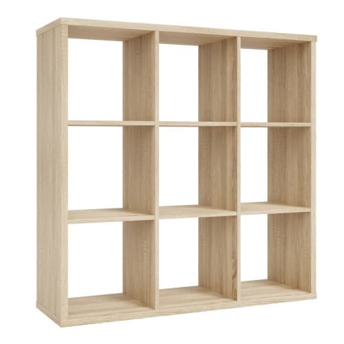 Mabon Wooden Bookcase With 9 Open Cubes In Sonoma Oak_1