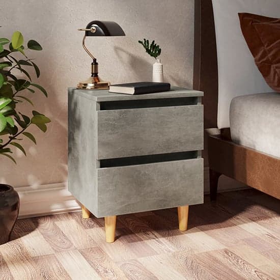 Macaw Wooden Bedside Cabinet With 2 Drawers In Concrete Effect_1